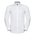 Męska koszula z długim rękawem, Tailored Contrast Herringbone Shirt