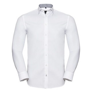 Męska koszula z długim rękawem, Tailored Contrast Herringbone Shirt